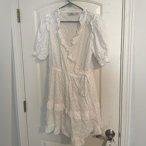 & Other Stories White Broderie Cotton Wrap Mini Dress